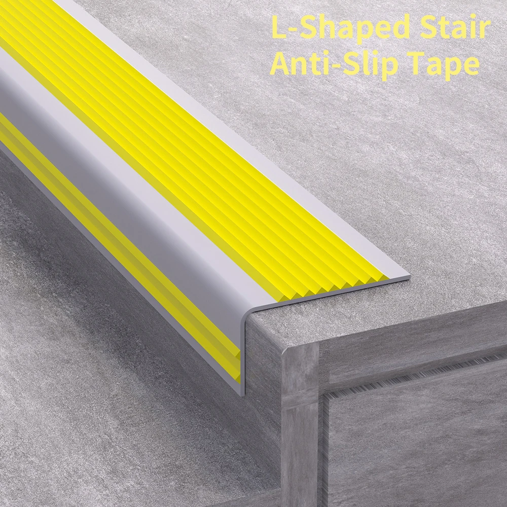 Stair Anti-Slip Tape L-Shaped Strips Waterproof Color Warning Durable Edge Protection Easy To Install Indoor And Outdoor Home