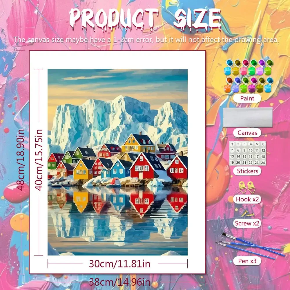 الرقمية النفط اللوحة البيت الجبل DIY الطلاء حسب عدد قماش اللوحة أطقم المشهد الاكريليك الطلاء على قماش المنزل ديسمبر