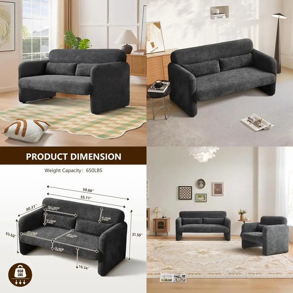 

Upgraded Lambswool Fabric Loveseat Sofa, Modern 2-Seater Couch, Solid and Easy to Install, Upholstered Seating for Living Room