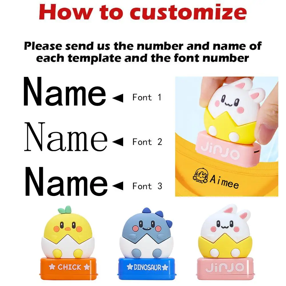 Cartoon Dolls Photosensitive Children's Seal Materials Baby Engraved Waterproof Non-fading Kindergarten Name Seal Customized