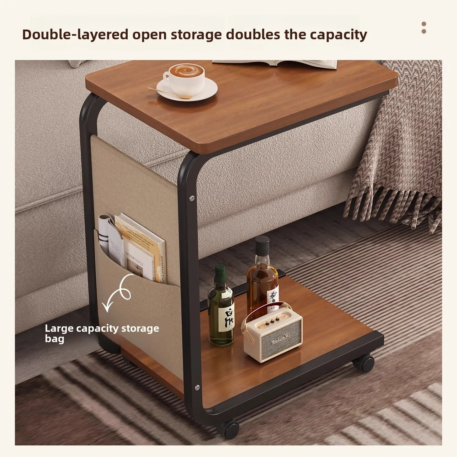 Movable side table, living room sofa small table, small coffee , bedside, simple modern bedside