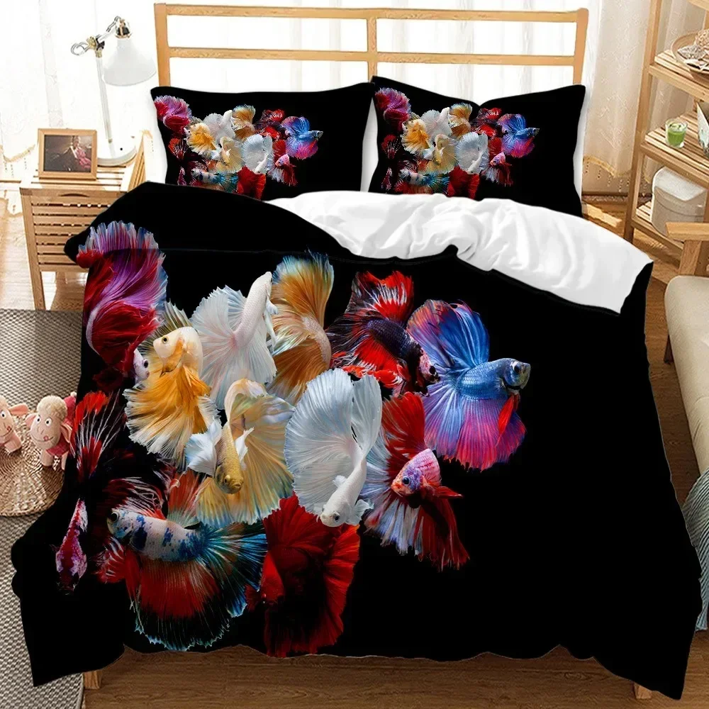 Underwater World Bedding Set Duvet Cover Pillowcases Twin Full Queen King Bed Linen 3D Print Sea Fish Duvet Cover Sets