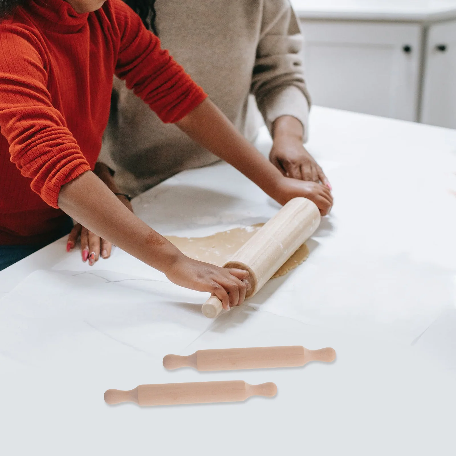 

6pcs Mini Rolling Pin Baking Tools Wooden Children Playhouse Toy Kitchen Accessories Small Sticks for Play Creativity Hand