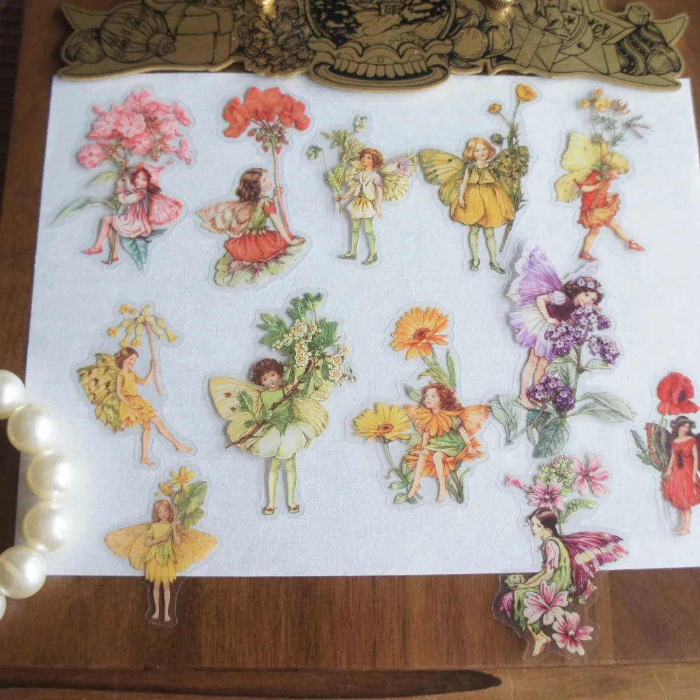 

38pcs MIX Size Natural Flower Leave Elf Butterfly Design PVC Sticker As Scrapbooking DIY Gift Packing Label Tag Decoration