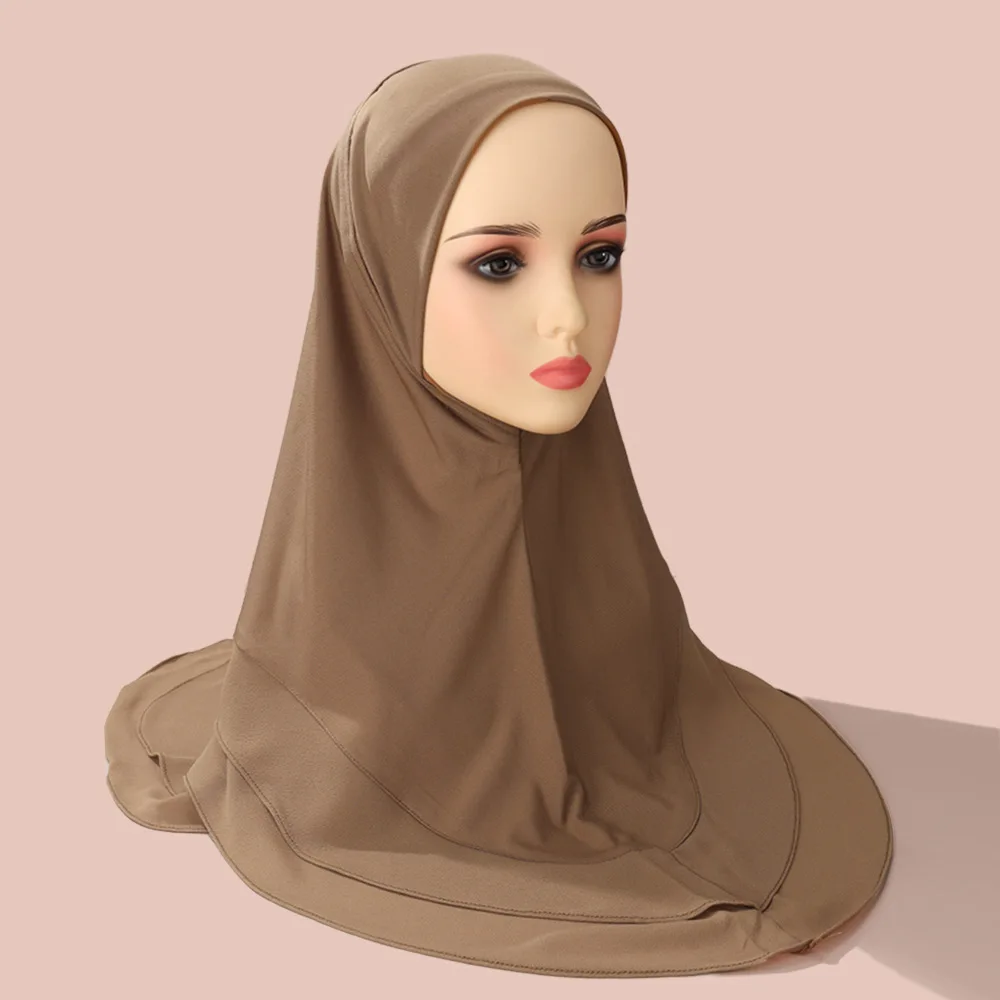 Malaysia Style Pull On Women Muslim Hijab Islam Scarf Arab Shawls Turban Chiffon Two Layer Instant Hijab Headscarf Wear Directly