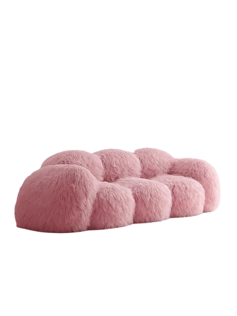 

Modern light luxury plush pink sofa