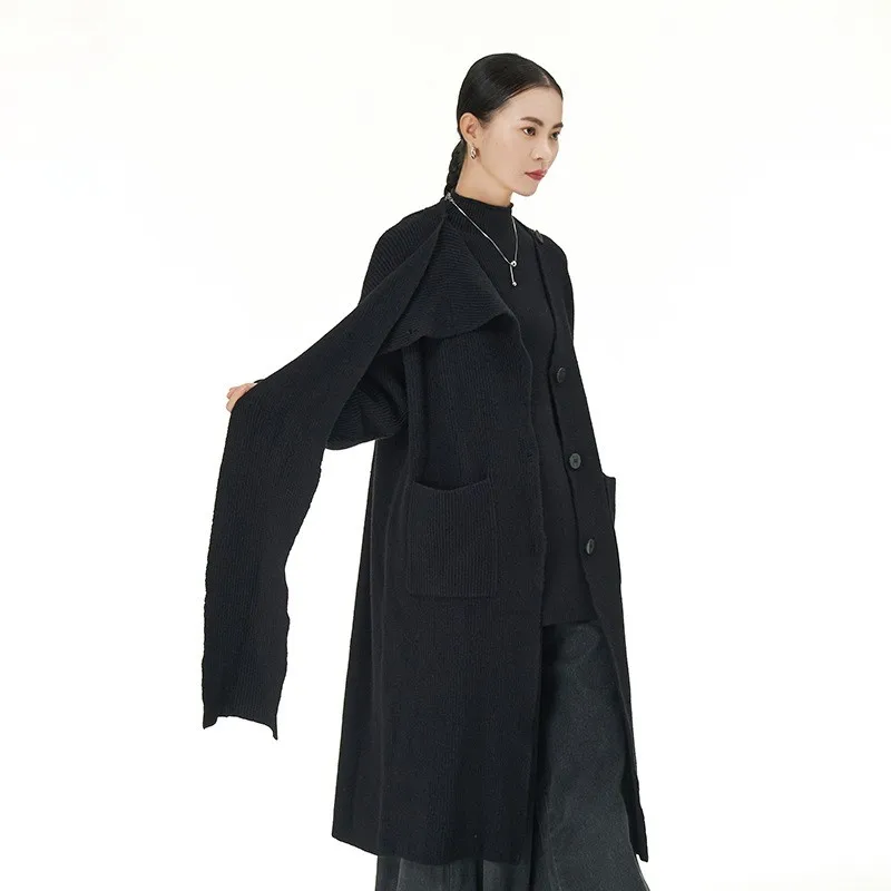 Korean minority design temperament cardigan 2024 autumn and winter new women's loose thin long coat 8898