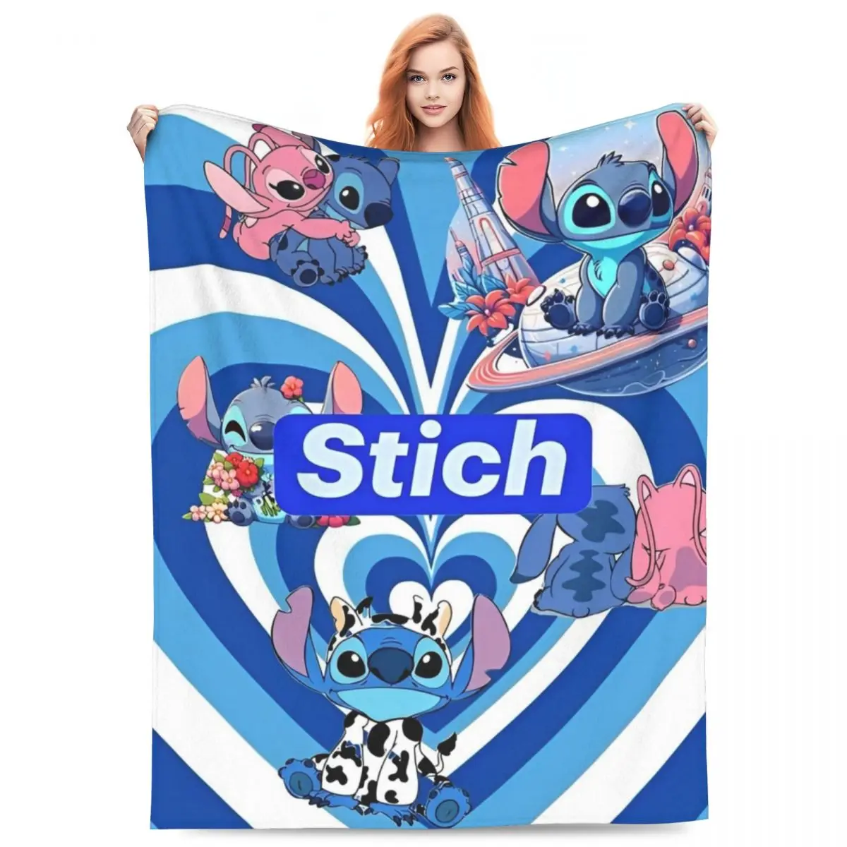 Stitch Cartoon Blanket Quality Warm Soft Throw Blanket Winter Camping Couch Chair Sofa Bed Comfortable Bedspread