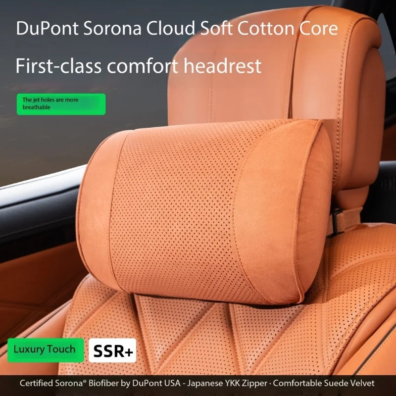 

Universal Car Seat Headrest Neck Pillow Soft Breathable Suede Seat Support Cushion Luxury Car Seat Neck Rest Protection Cushion