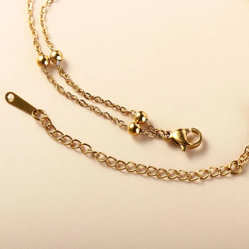 Foot Jewelry Titanium Steel Double-Layered Trending Anklet Hypoallergenic Bead Bohemian Adjustable Travelling Souvenir