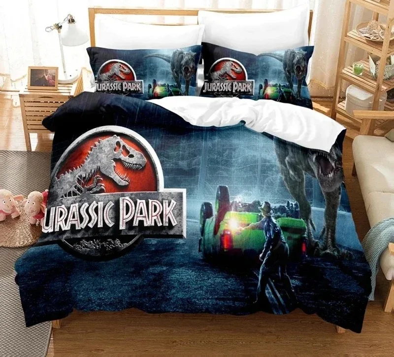 

3D Jurassic Park Bedding Set For Bedroom Soft Modern Bedspreads Comefortable Kids Duvet Cover Quilt Cover And Pillowcase