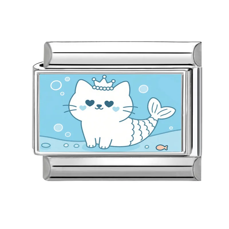 Y2K المحيط سلسلة قارب نجم البحر قذيفة كراب الأسماك الإيطالية سحر الروابط صالح 9 مللي متر الفولاذ المقاوم للصدأ سوار المرأة مجوهرات DIY بها بنفسك صنع #6