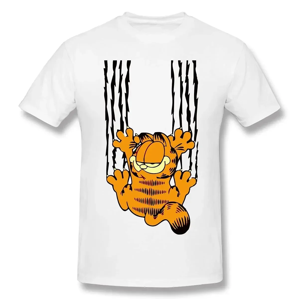 MINISO Garfield T-Shirts Classic Cartoon 3D Printed Shirts For Men Women Round Neck Short Sleeve Comfortable Breathable Tops