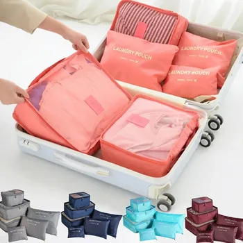 6pcs Set Travel Storage Bags Suitcase Packing Set Storage Cases Portable Luggage Organizer Clothes Shoe Foldable – view 1