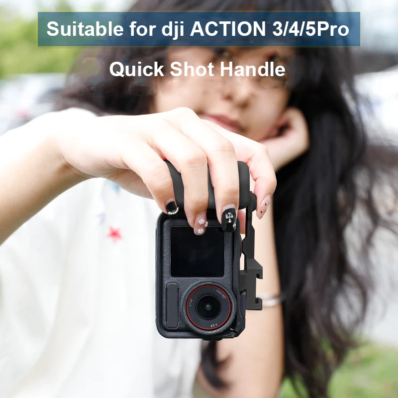 

​Combo Camera Grip Holder for DJI Action 5 Pro/4/3 Action Camera 3D Printing Street Grip Vlog Holder Accessories Black