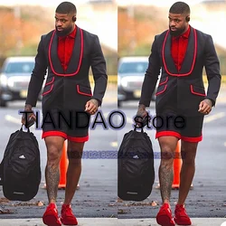 Casual Men's Suit 2 Piece Formal Jacket Shorts Summer Fashion Blazer Set Wedding Tuxedo Business Outfit