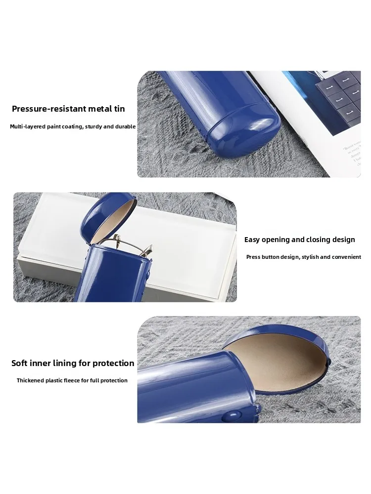 

E88 Portable Anti-Prure Metal Glasses Case Women's Baked Paint Storage Box Simple Design High-End Feelings for Men And Women