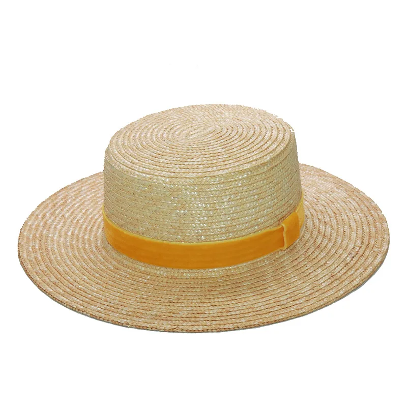 Women New Wide Brim Straw Hat Velvet Trim Fashion Sun Cap Beach Vacation