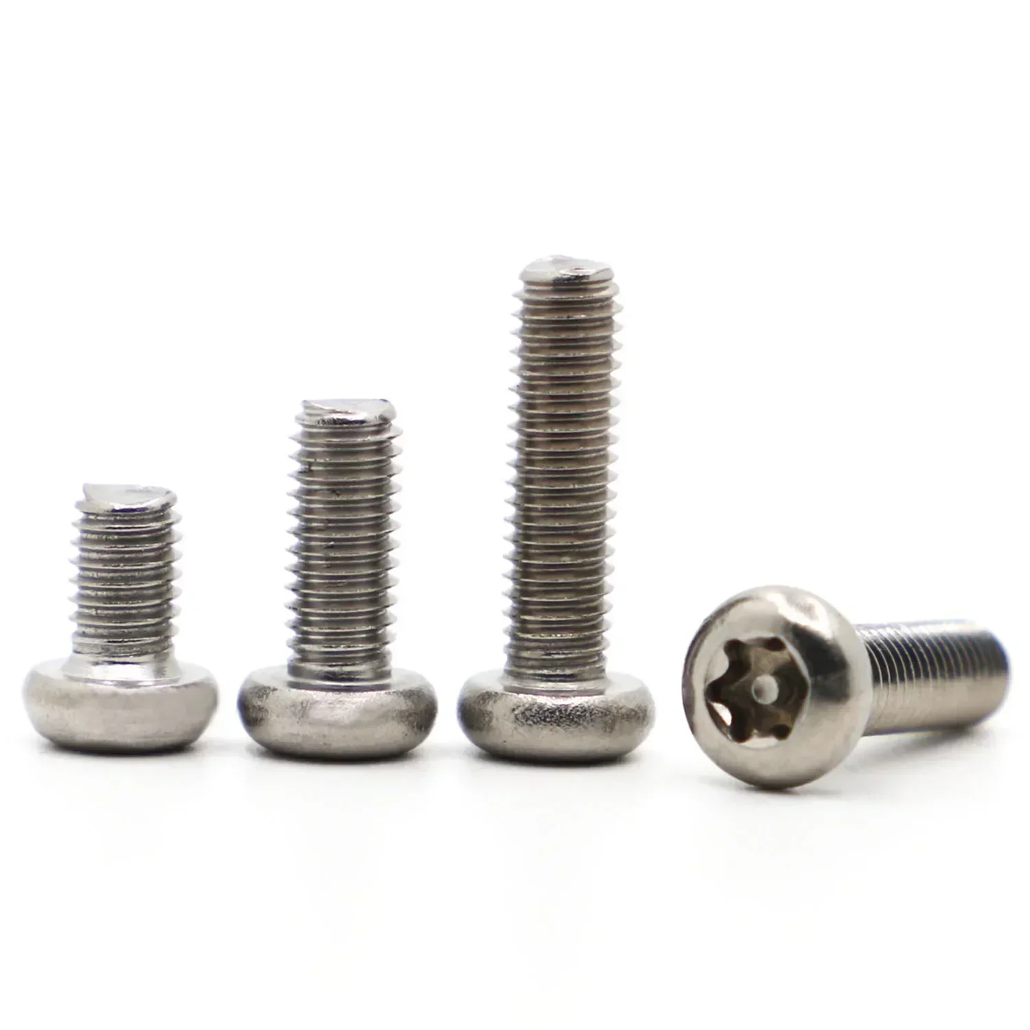 M2 M2.5 M3 M4 M5 M6 M8 M10 304 الفولاذ المقاوم للصدأ ستة الفص توركس زر رأس مستدير مع دبوس العبث برهان الأمن الترباس المسمار #2