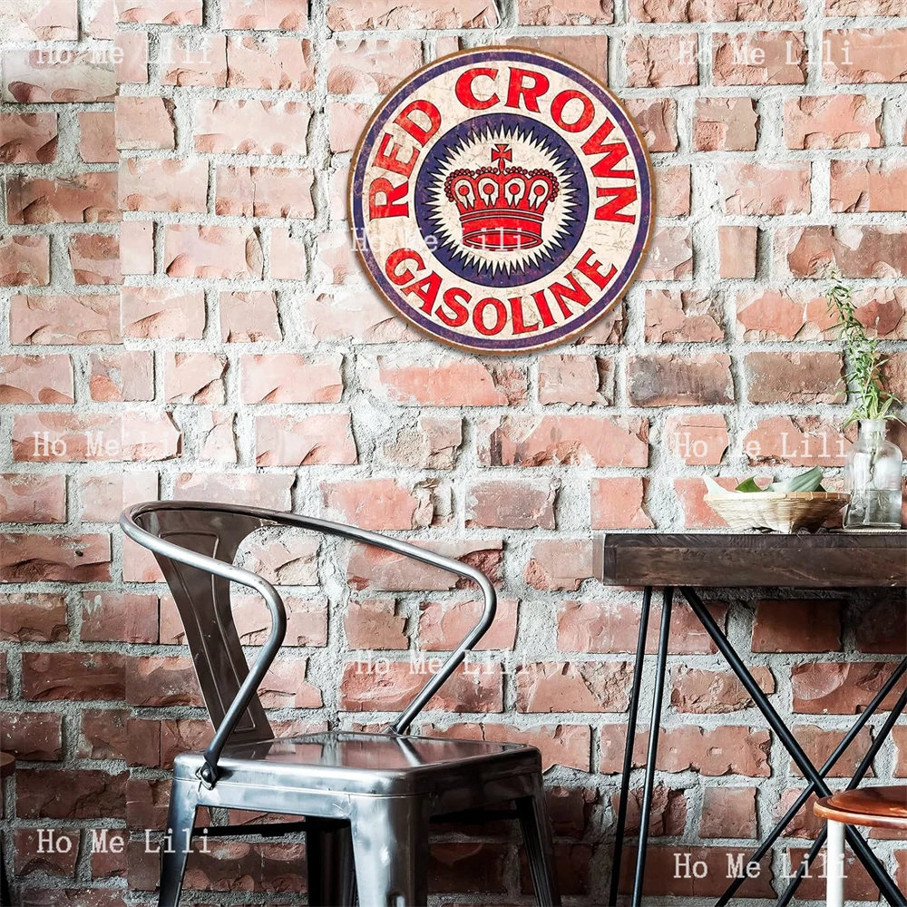 Red Crown Gasoline Nostalgic Vintage Metal Sign Wall Decor