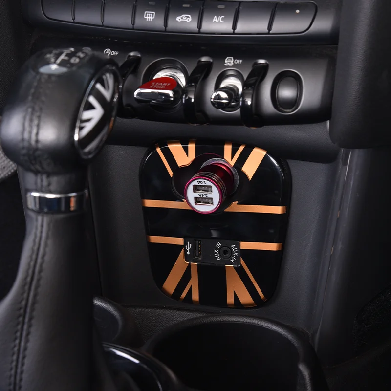 Union Jack Car Center Console Cigarette Lighter Panel Trim Sticker Protection For MINI Cooper F55 F56 F57 interior Accessories