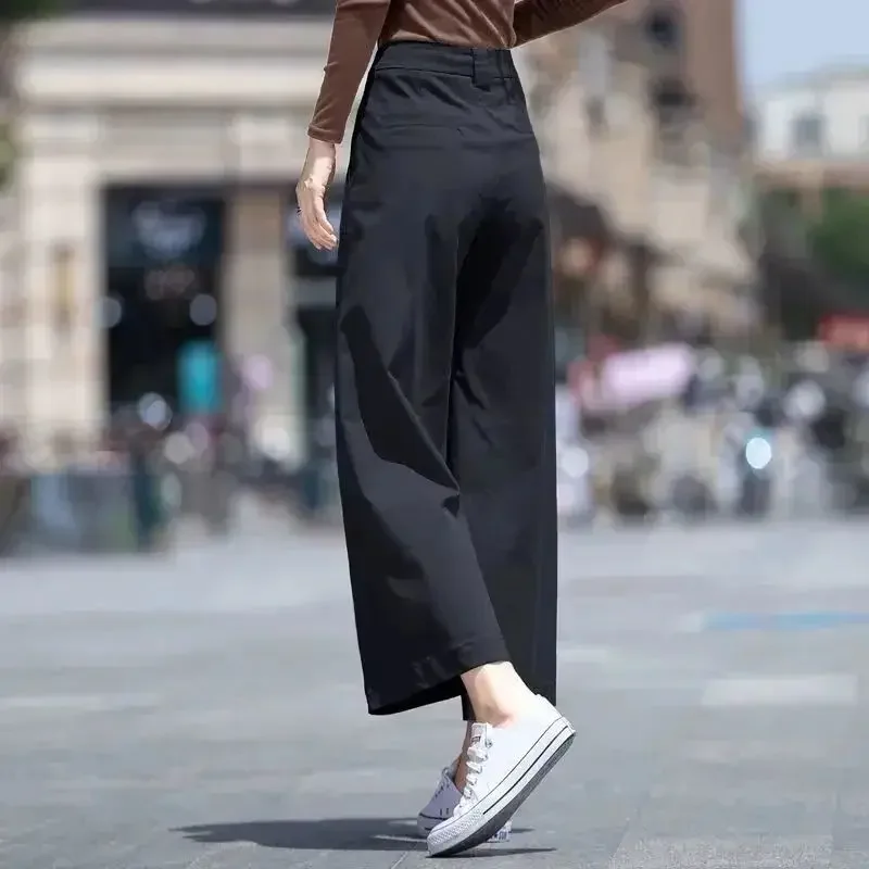 Spring Autumn Women Cotton Ankle-Length Pants Fashion Casual Wide Leg Pants Lady Korean Style Streetwear