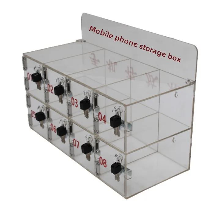 Wall Mounted Acrylic Phone Locker Box Clear Lockable Storage for Prohibited Items Secure Holding Case