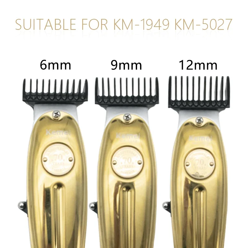 Para Kemei KM-5027 1949 5098 9163 5021 Etc. Peine de límite para recortador de pelo, protectores negros universales, guía de corte de pelo para peluquero