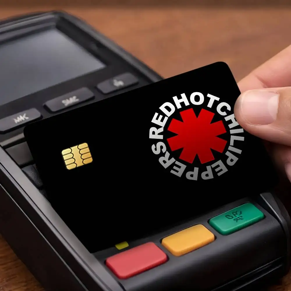 R-Red H-Hot C-Chili P-Peppers Credit Decorative Card Stickers Suitable For Bank Cards Metro Transit Anti-scratch Gift 4PCS