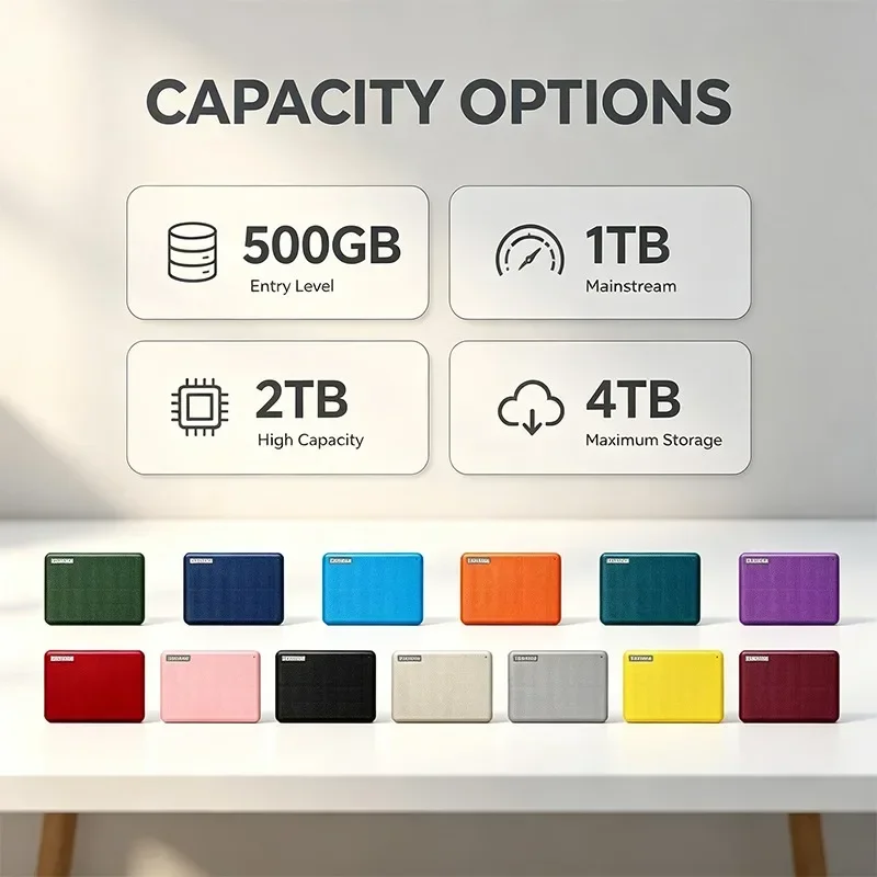 New V10 Encrypted Portable Hard Drive USB3.2 Gen1 High Speed External Storage 500GB 1TB 2TB 4TB Option for Desktop Laptop PC