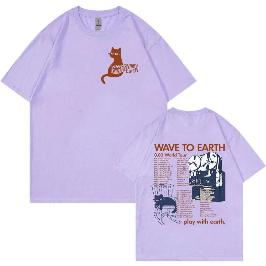 Onda para terra gato 0.03 turnê mundial t camisa das mulheres dos homens retro harajuku moda camisetas 100% algodão oversized camiseta y2k streetwear