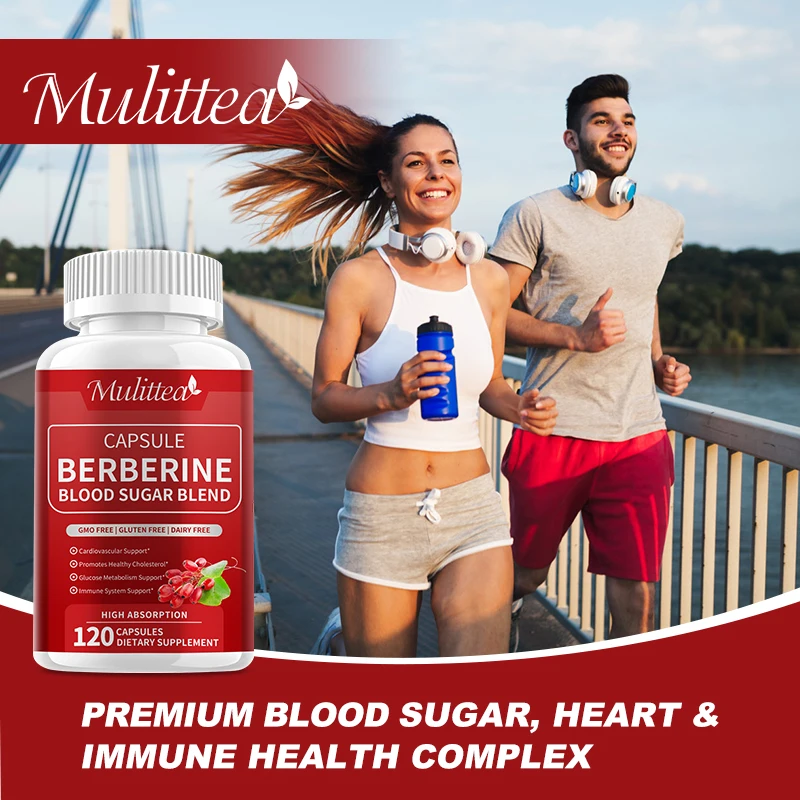 Mulittea Berberine Capsules with Bitter Melon Extract Balance blood Pressure and Healthy Cholesterol Blood Sugar