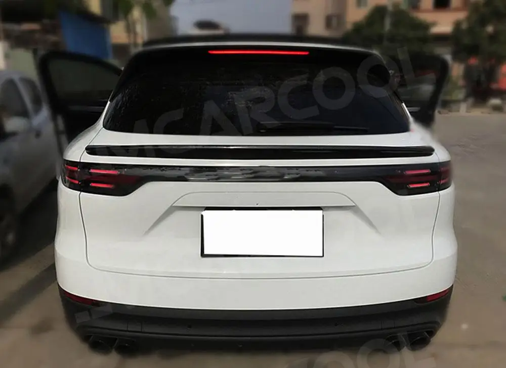 

JMCARCOOL Fit for Porsche Cayenne SUV 4 Door 2018 2019 2020 Rear Middle Spoiler Carbon Fiber Boot Trunk Trim Wings Car Styling