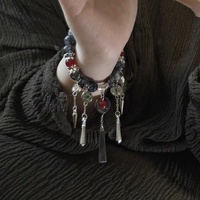 Vintage Black Beaded Tassel Bracelets for Women Men New Chinese Ethnic Style Moon Handmade Beads Bracelets Jewelry Party Gifts