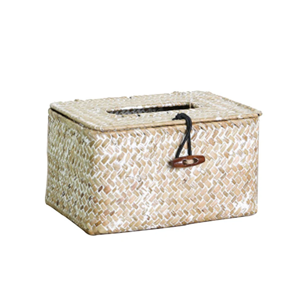 

Straw Plaited Tissue Box Home Hotel Bar Cafe Napkin Holder Storage Container Decorative Practical Birthday Wedding Present