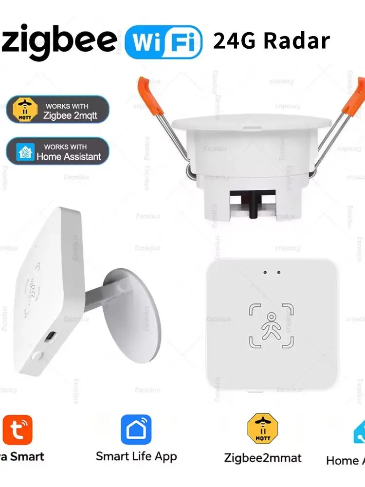 WiFi/Zigbee Human Presence Detector mit Lux Detection Radar Detector Mikrowellen-Bewegungssensor unterstützt Zigbee2MQTT Home Assistant