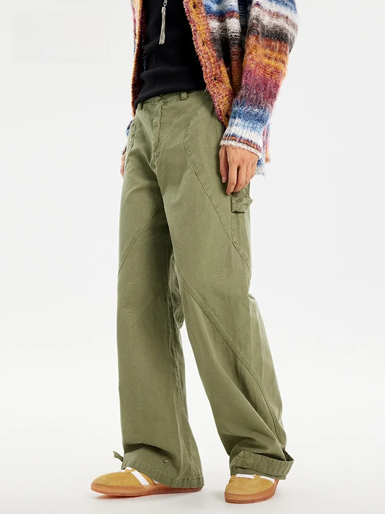 

JFU американские парусиновые рабочие брюки в стиле ретро, мужские свободные модные тяжелые прямые повседневные брюки, молодежные энергетические хлопковые брюки