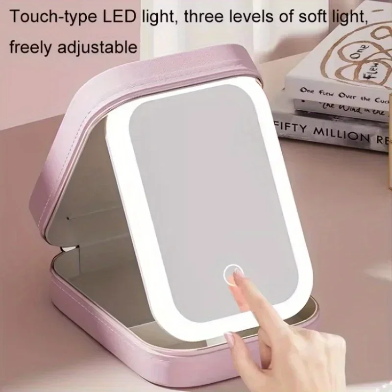 

Multifunctional LED Light Cosmetic Mirror Cosmetic Bag Jewelry and Cosmetics Storage Box