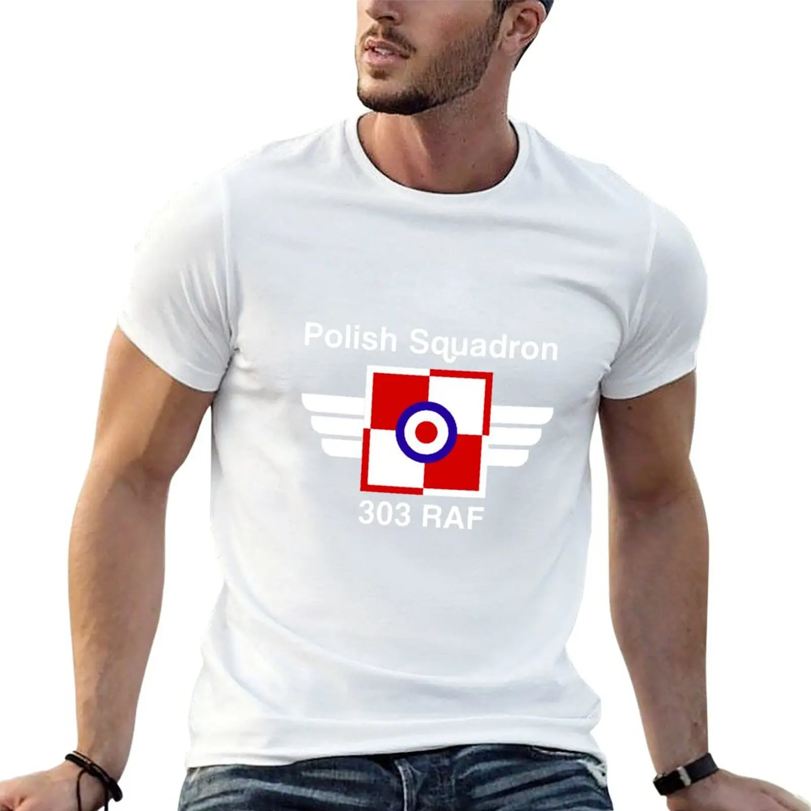 Hurricane Squadron 303 Polish Aces in RAF WW2 T-Shirt Basic Comfort Fit T-Shirt for Men