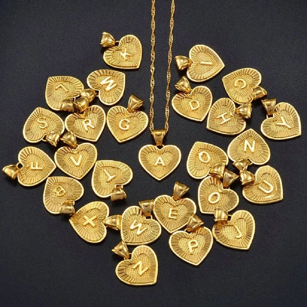 

Позолоченное 18-каратным золотом колье с подвеской в форме сердца, инициалы, персонализированное колье с буквами алфавита, именная табличка для женщин