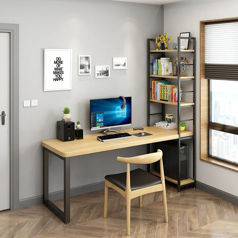 Nordic solid wood computer desk desktop home bookshelf integrated writing desk simple study desk