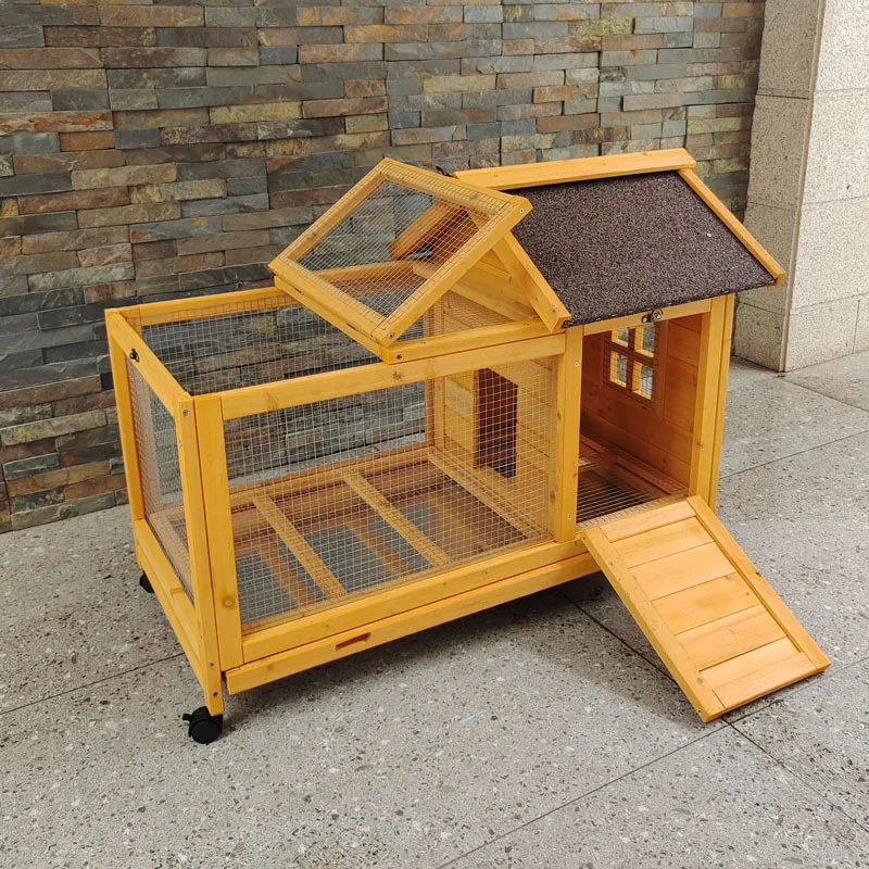 Simple Multi-Pet Cage Rabbits Guinea Pigs Hamsters Squirrels-Wooden Frame Latched Lid Mesh Panels-Extra Large Household Use