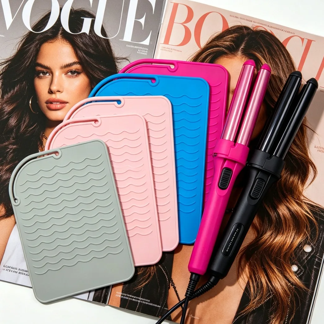 Silicone heat-resistant pad, suitable for hair styling tools such as curling irons and straighteners, as well as portable stylin
