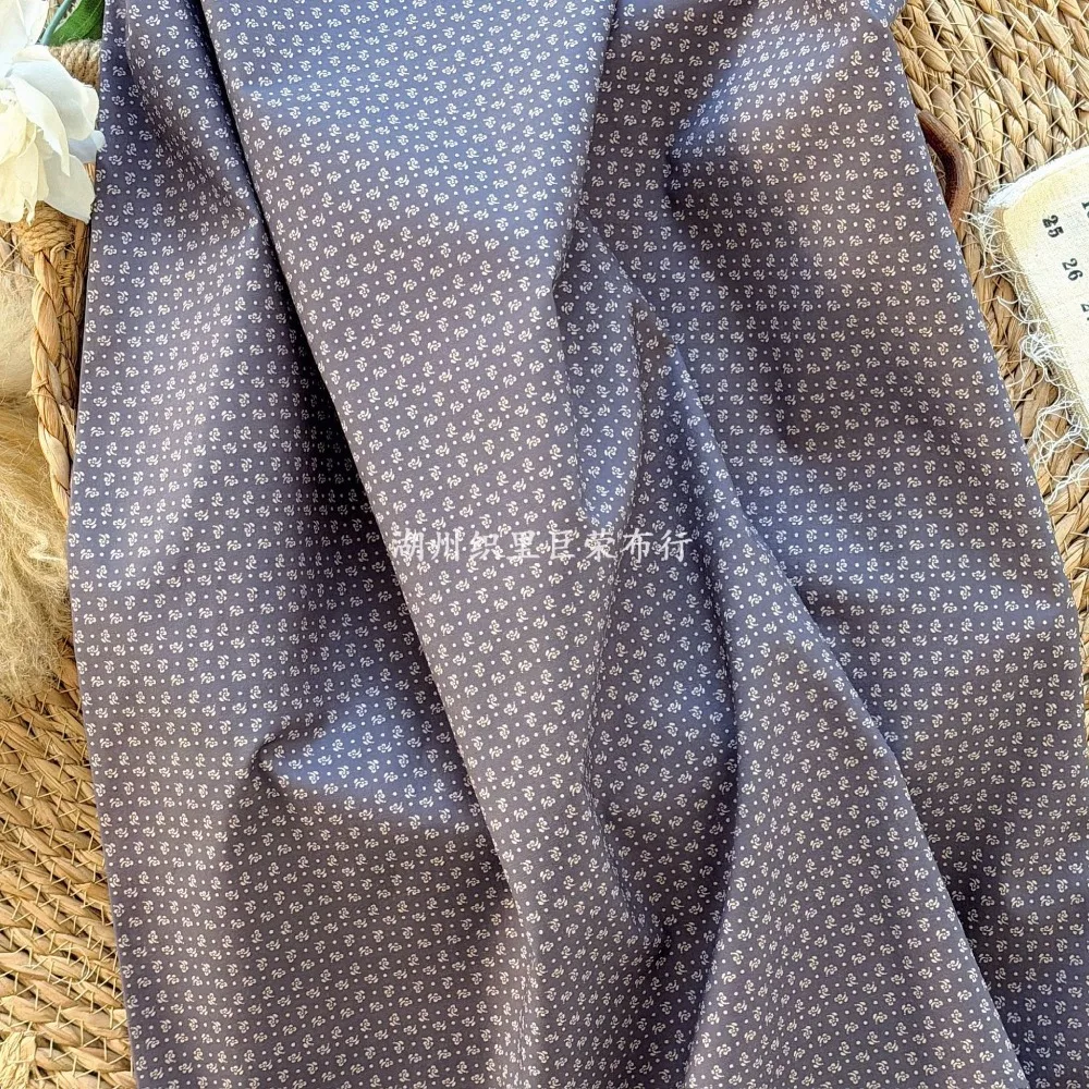 145x50cm 40s Baumwolle Grau-Lila Blumenstoff Koreanischer Ins-Stil Frischer Kleiner Druck für Taschen, Accessoires, Haustiere, Nähwaren – Detail 7