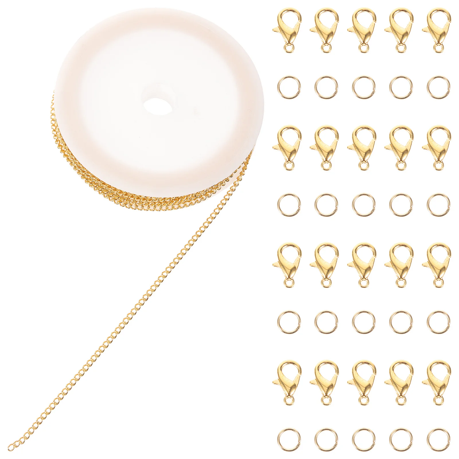 

1Set Metal Chain Jewelry Making Set with Rings Lobster Clasps DIY Necklace Bracelet Crafting Chain Kit Supplies