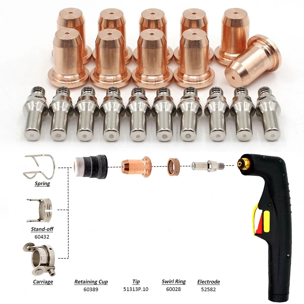 Imagem -02 - Eletrodos de Ponta Longa e Bicos Longos Tocha Cortador de Plasma Pontas do Eletrodo 10 mm Pt60 Pt60 52582 513p10 20 Pcs