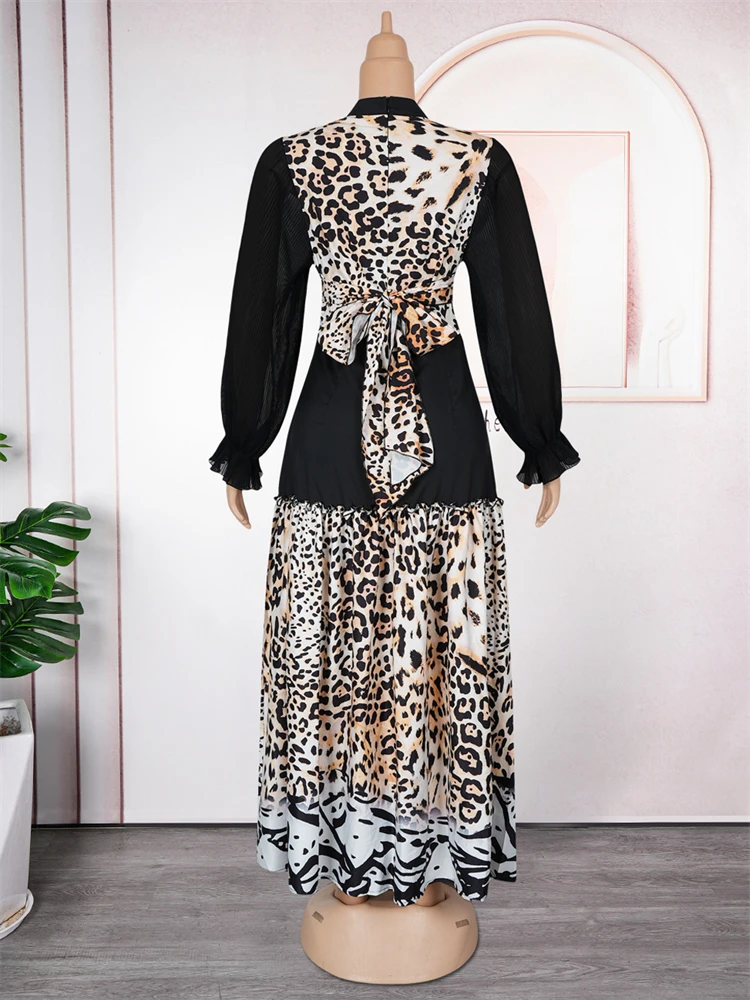 Long Sleeve Chiffon Dresses For Women Party Prom Evening Gown 2025 Autumn Africa Clothing Dubai Turkey Kaftan Abayas Maxi Robes