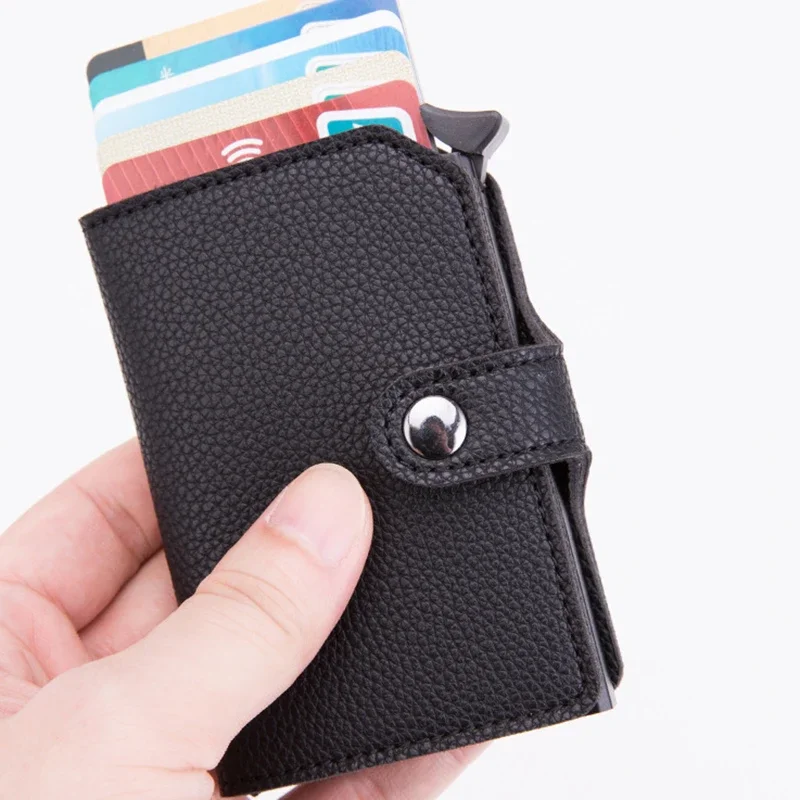 Top Quality Wallets Men Money Bag Automatic Pop-up Metal Aluminum Shell Money Minimalist Credit Card Holder RFID Blocking