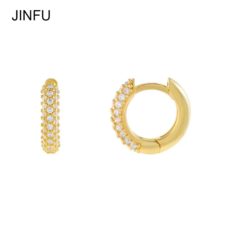 JINFU Copper Gold-plated Hoop Earrings For Women Classic CZ Zircon Big Circle Women's Hoop Earrings 2022 Jewelry Wholesale