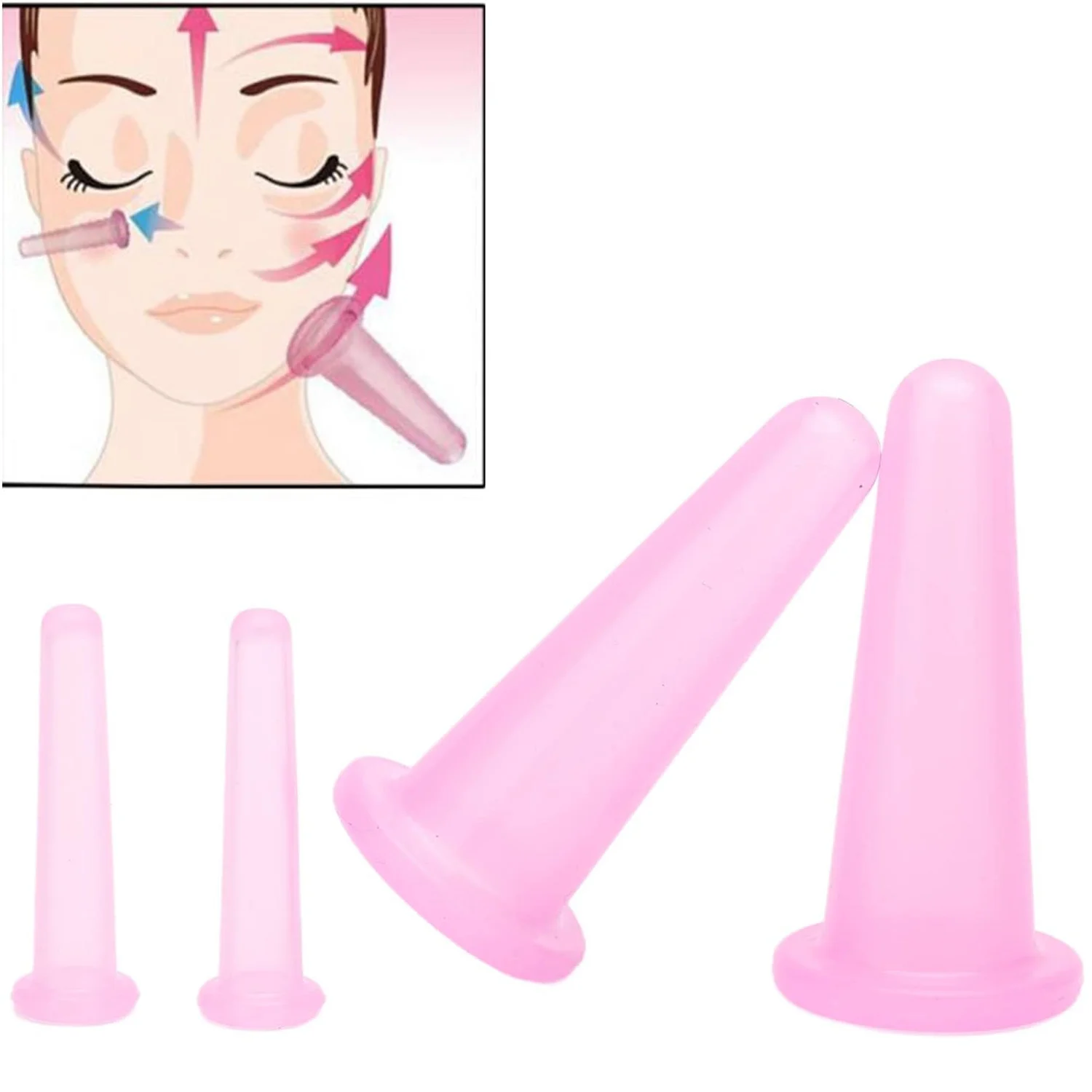 Silicone Facial Cupping Set Face Anti Cellulite Massage Health Care Cupping Vacuum Massage Cup Kit Facial Cups for Face Eye 4pcs